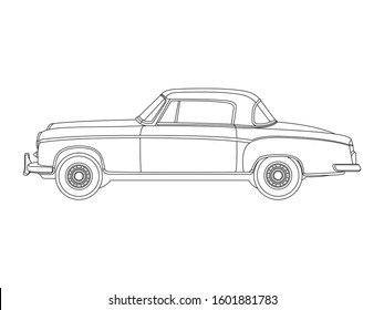 out line drawing of a car from side view