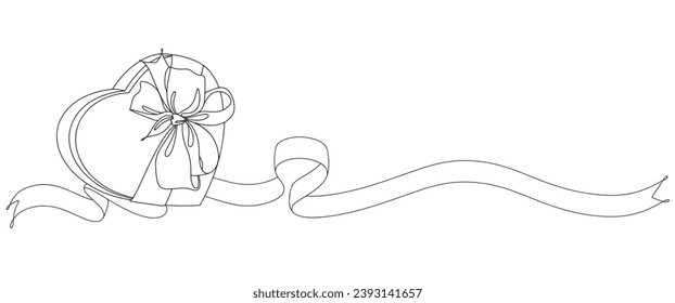 Out line drawing of gift box. Wrapped surprise package for christmas or birthday party .Party and celebration. Gift box line art outline vector illustration