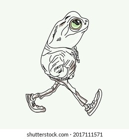 Out line Frog Vector Illustration-Frog Dressing Fashion Illustration