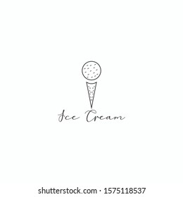 out line ice cream logo vector design template with simple and elegant styles