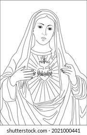 Out line image of mother mary