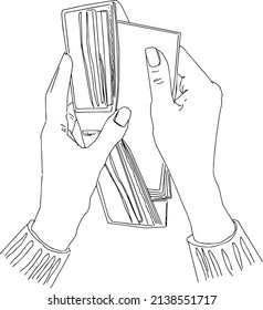 Out line sketch drawing vector of taking currency out from wallet, Line art illustration of wallet money for print and designing