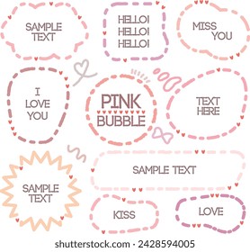 Out line Speech bubble set. Various talk balloon shapes in vintage style with grunge texture. Hand-drawn infographic Vector collection.Set of hand drawn think and talk speech cloud with message. Memo