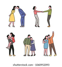 out line style couple character. vector illustration flat design