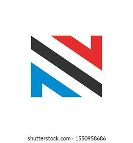 In and out logo design template with letter N. Creative logotype