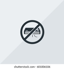 Out of Order Air Conditioning Vector Icon, The outlined symbol of air condition and prohibition sign. Simple, modern flat vector illustration for mobile app, website or desktop app  