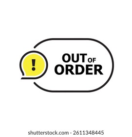 out of order vector sign on white background