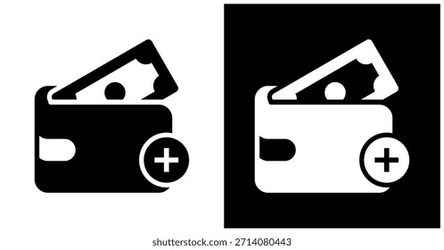 Symbol außerhalb der Tasche auf weißem und schwarzem Hintergrund