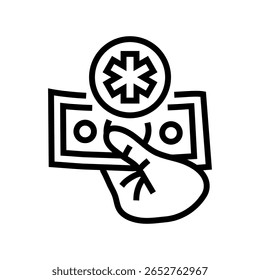 out of pocket medical expenses line icon vector. out of pocket medical expenses sign. isolated contour symbol black illustration