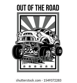 Out of the Road Black and White Illustration