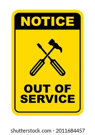 Out of service sign on white background