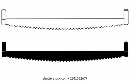 out silhouette zwei man kreuz schnitt säge Symbol einzeln auf weißem hintergrund