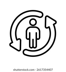Out Sourcing Vector outline icon. Eps10 file 