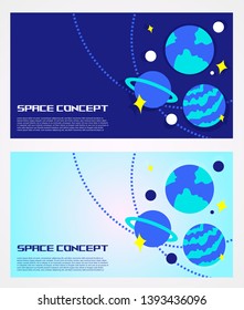 out of space concept with galaxy star and earth element layout template for website banner in modern design with light and dark tone