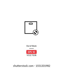 Out Of Stock Icon. Ecommerce Isolated On White Background. With Line Style. Buy and Sell Icon. EPS10 - Vector