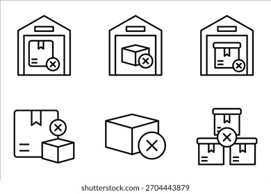 Out Of Stock-Symbolsatz, bestehend aus Vektorsymbolen einzeln auf weißem Hintergrund.