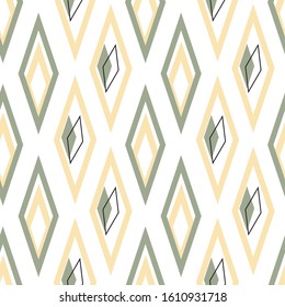Out of Sync green and yellow diamonds on white background seamless vector repeat surface pattern design