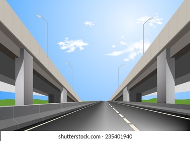 Out of town on the road superhighway vector background