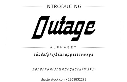 Outage Sport Modern Italic Alphabet Font. Typography urban style fonts for technology, digital, movie logo design. vector illustration