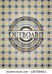Outboard arabic style emblem. Arabesque decoration.