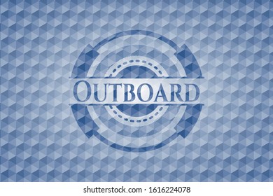 Outboard blue hexagon badge. Vector Illustration. Detailed.