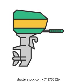 Outboard Boat Motor Color Icon. Boat Engine. Isolated Vector Illustration