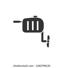 Outboard boat motor. Icon Flat