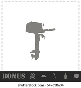 Outboard boat motor icon flat. Simple vector symbol and bonus icon