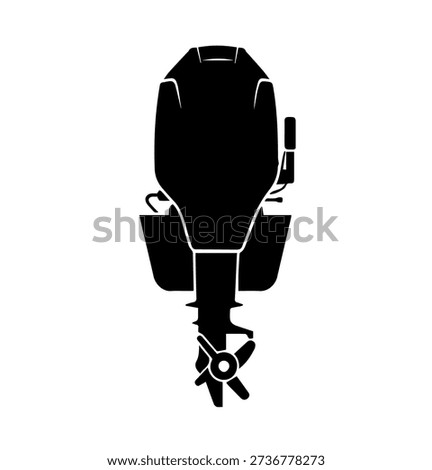 Outboard boat motor silhouette vector illustration for marine engine engineering nautical equipment icon for fishing and water sports industry