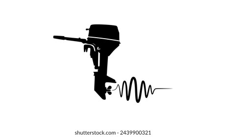 Outboard Motor, black isolated silhouette