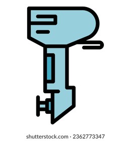 Outboard motor icon outline vector. Engine boat. Art fishing color flat