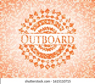 Outboard orange mosaic emblem. Vector Illustration. Detailed.