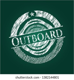 Outboard written on a chalkboard. Vector Illustration. Detailed.