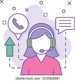 Outbound call center Agent Concept, Hotline Operator vector color icon design, business corporation symbol, Joint partnerships Sign, Sales and Marketing management stock illustration