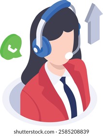 Outbound call center Agent isometric Concept, Hotline Operator vector color icon design, business corporation symbol, Joint partnerships Sign, Sales and Marketing management illustration