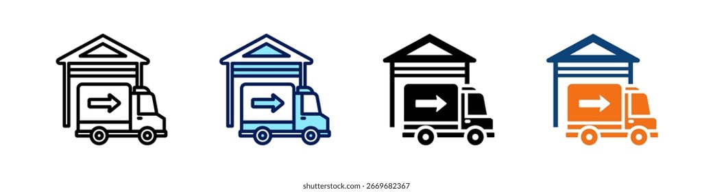 Ausgehende Logistik All In One Icon Multi Styles Vectorsatz