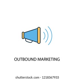outbound marketing concept 2 colored line icon. Simple yellow and blue element illustration. outbound marketing concept outline symbol design