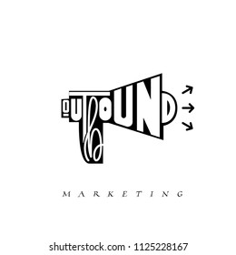 Outbound marketing concept vector business illustration . Offline or interruption marketing background.