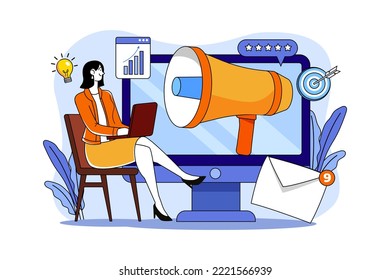 Outbound Marketing Illustration concept. A flat illustration isolated on white background