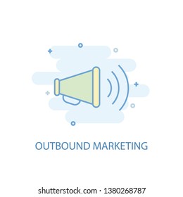 outbound marketing line concept. Simple line icon, colored illustration. outbound marketing symbol flat design. Can be used for UI/UX
