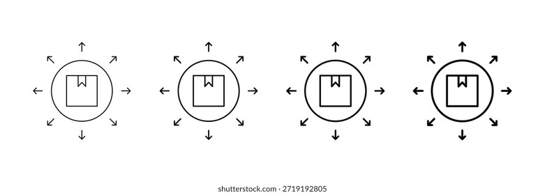Conjunto de Vectores de iconos de stock salientes en diferentes estilos de línea de trazo