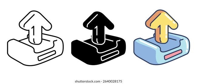Outbox 3d icon vector style for communication user interface Line, Filled, Color style.