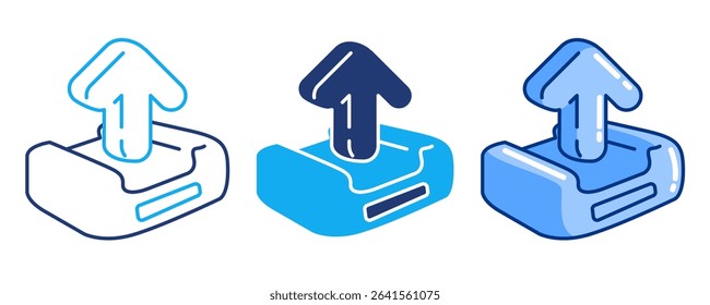 Outbox 3d icon vector style for communication user interface Blue, Dualline, Dualtone style.