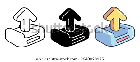 Outbox 3d icon vector style for communication user interface Line, Filled, Color style.