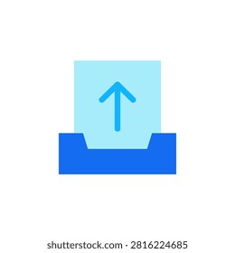 Outbox blue flat icon in dual tone style symbol for sent messages