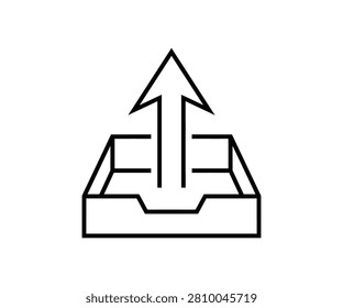 Outbox Email Upload Arrow, 0.50 pt Vector Line Art