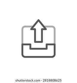 Outbox gray outline icon in dual tone style symbol for message sending