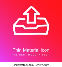 Outbox hand drawn symbol red and pink gradient material white icon minimal design