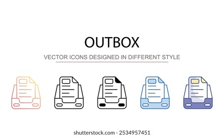 Outbox diseño de icono con fondo blanco Ilustración de stock