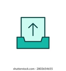 Outbox icon in filled outline symbol style for message sending